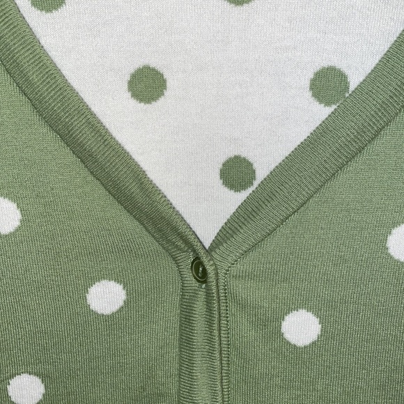 Liz Claiborne 2 Button Closure Cardigan Polka Dot Green XL - Picture 2 of 7